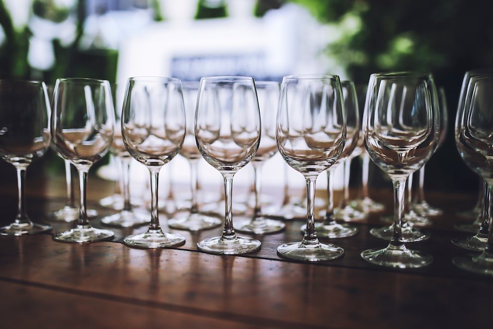 Wine glasses arranged at Ocean City conference center | BayVista Event Center