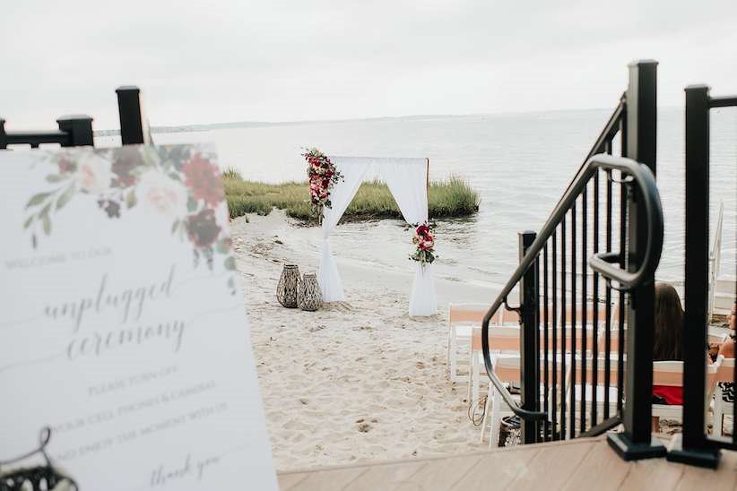 Beach ceremony setup at outdoor wedding ceremony Ocean City MD | BayVista Event Center